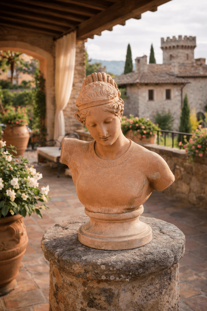 Buste classique de Hébé en terre cuite d’Impruneta – d’après Antonio Canova